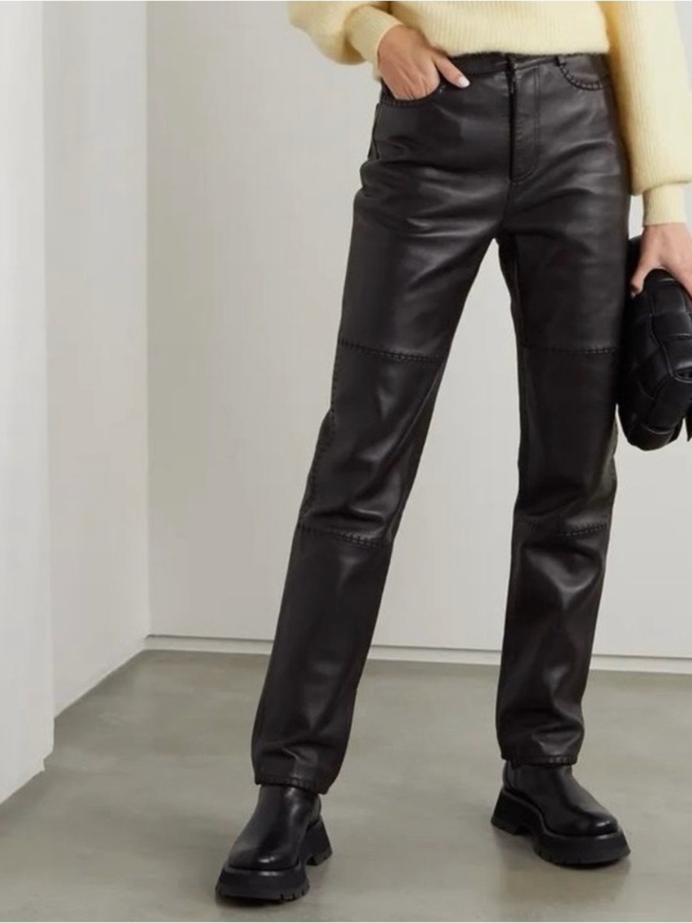 DKNY 100% genuine leather high-rise pants. 🖤